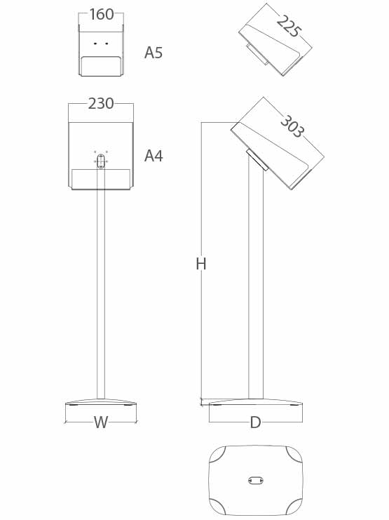 Expendedor Catálogos de Pie acrílico medidas