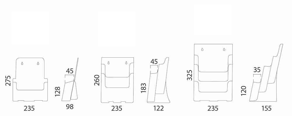 Porta catálogos múltiple medidas dos