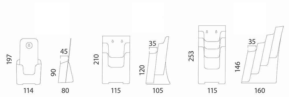 Porta catálogos múltiple medidas tres