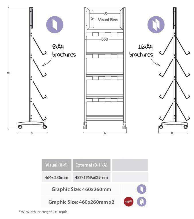 Porta folletos con ruedas modelo abad 2025
