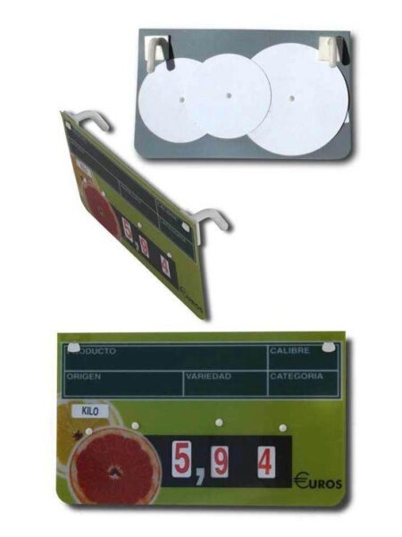 Cartel Frutería Porta Precio con Ganchos