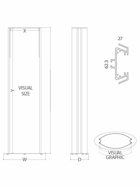 Columna Gráfica Publicitaria Luminosa medidas
