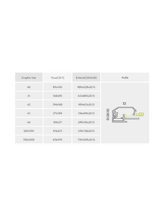 Marco de aluminio luminoso para gráfica publicitaria medidas 2025