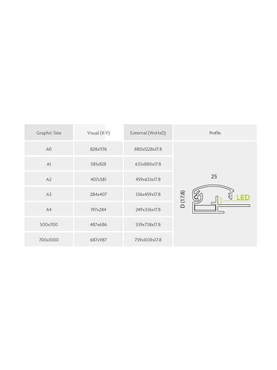 Marco publicitario luminoso para pared medidas 2025
