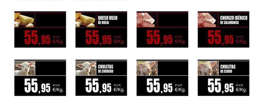 Portaprecios para charcutería y carnicería Portaprecios para charcutería y carnicería