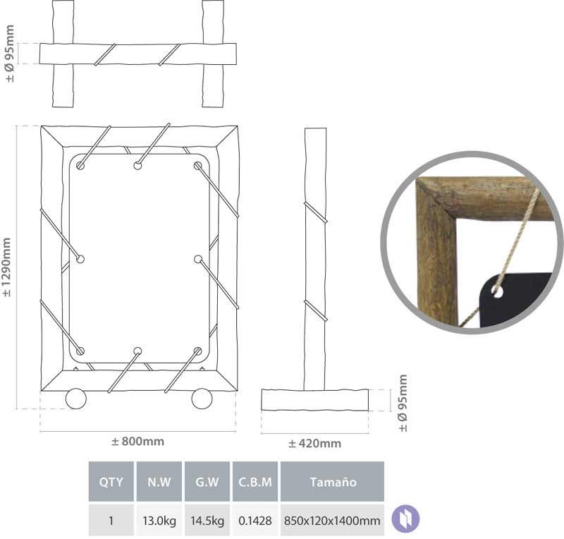 Pizarra doble troncos de madera 2025