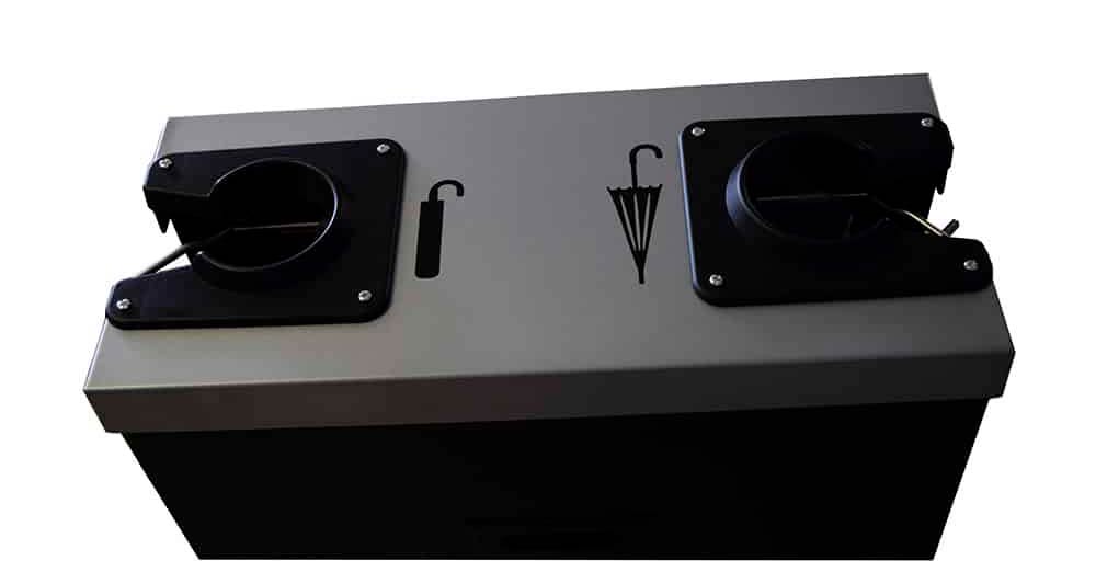 Dispensador de bolsas para paraguas doble detalle