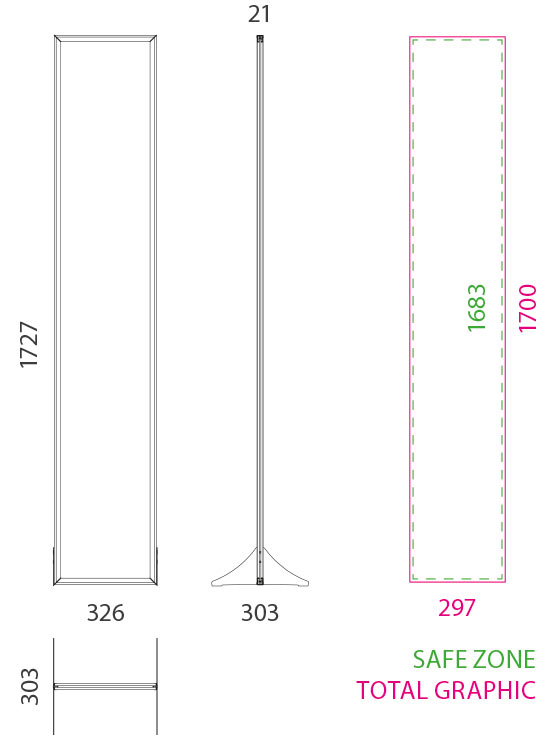 Cartel publicitario estrecho medidas