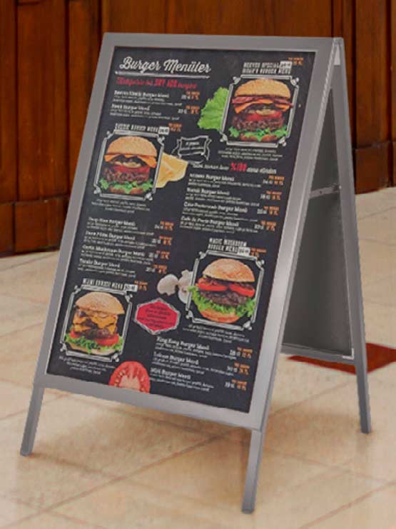 Porta anuncios para menús de restaurantes