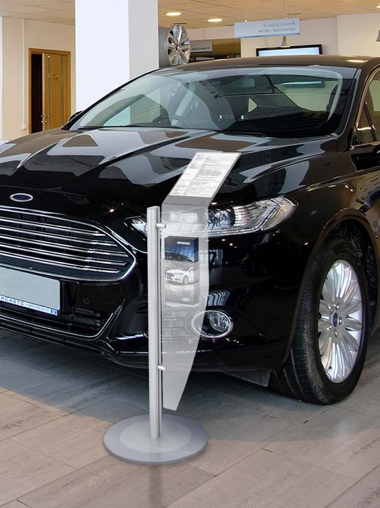 Soporte información publicitaria y porta folletos