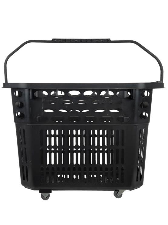 Cesta de plástico para autoservicio vista con el asa pequeña