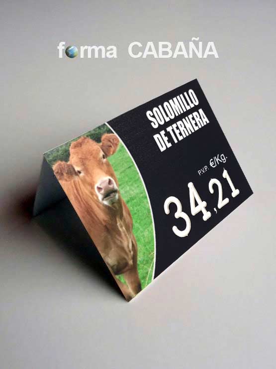 Portaprecios ternera forma cabaña texto 2022