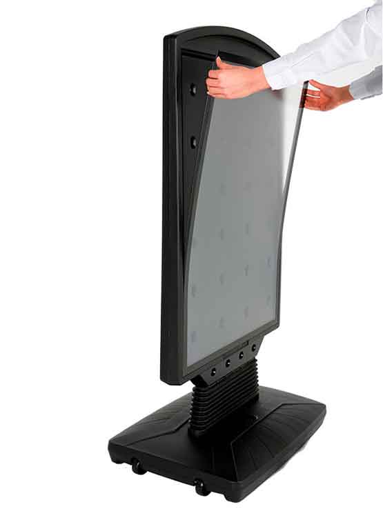 Caballete de acera doble cara cambiar gráfica publicitaria