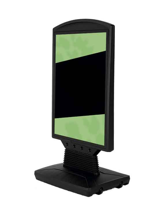 Caballete de acera doble cara ejemplo de gráfica colocada