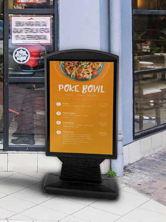 Caballete de acera doble cara nuevo ejemplo