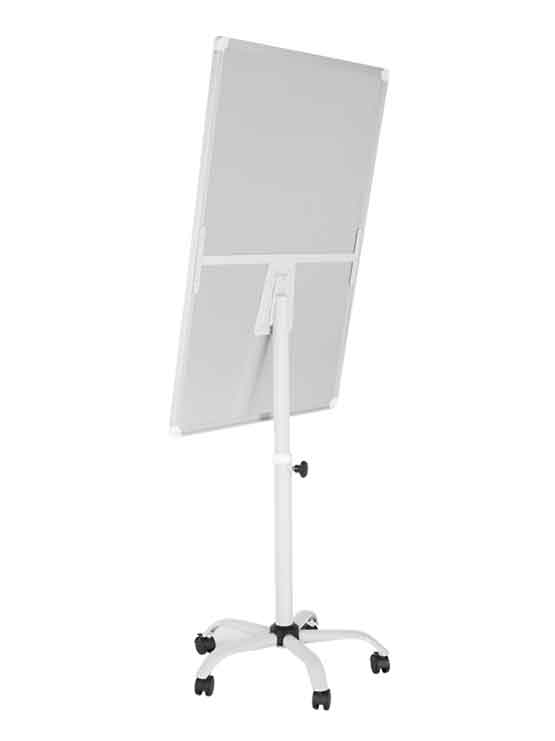 Pizarra magnética con ruedas vista por la parte de detrás