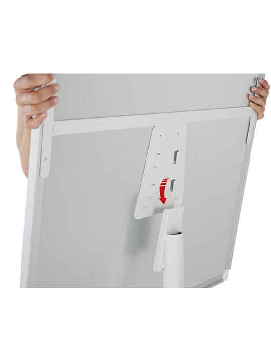 Pizarra magnética con ruedas vista trasera