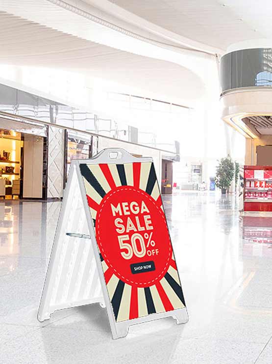 Caballete de plástico para exteriores de doble cara