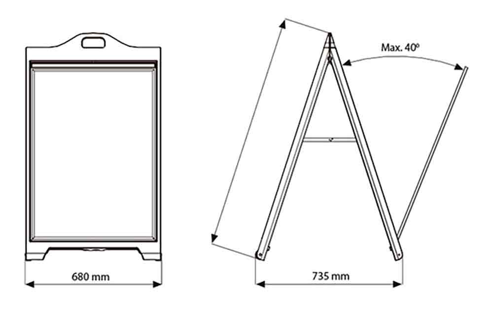 Caballete de plástico para exteriores de doble cara