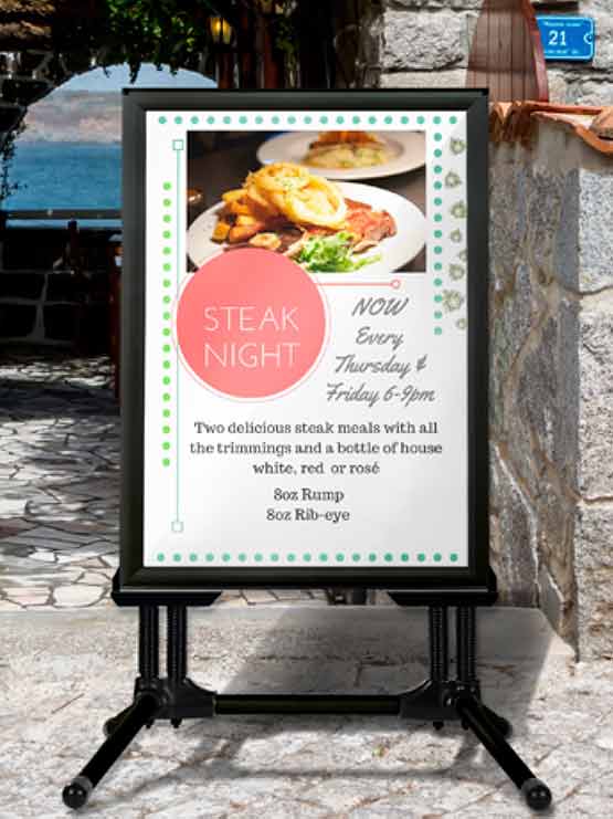 Cartel perfil ancho para acera negro