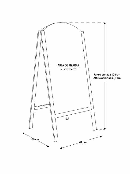 Medidas Pizarra doble intercambiable de Caballete