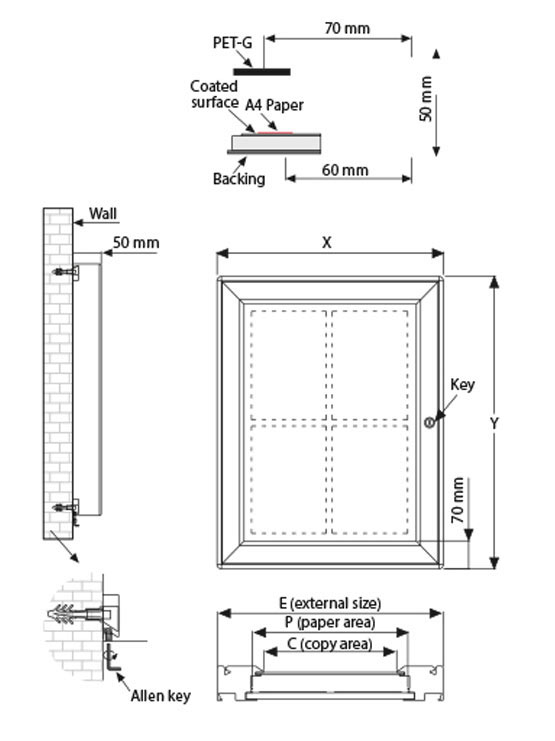 Vitrina con luz medidas