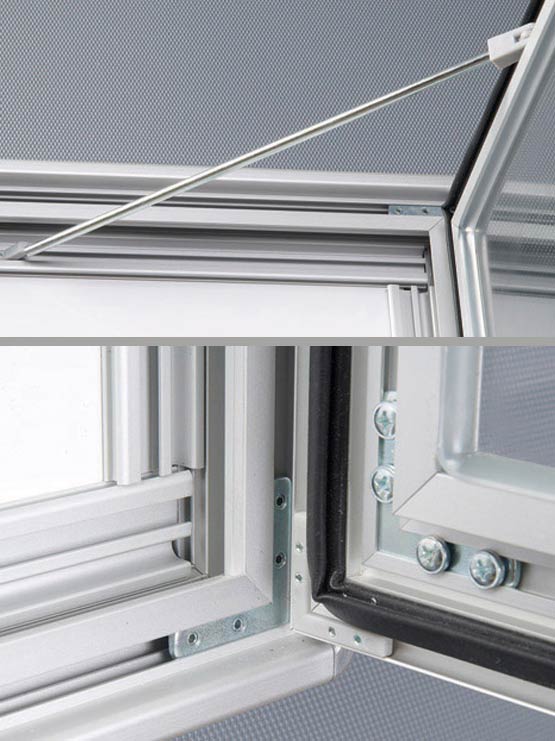 Vitrina magnética con trasera de acero apertura