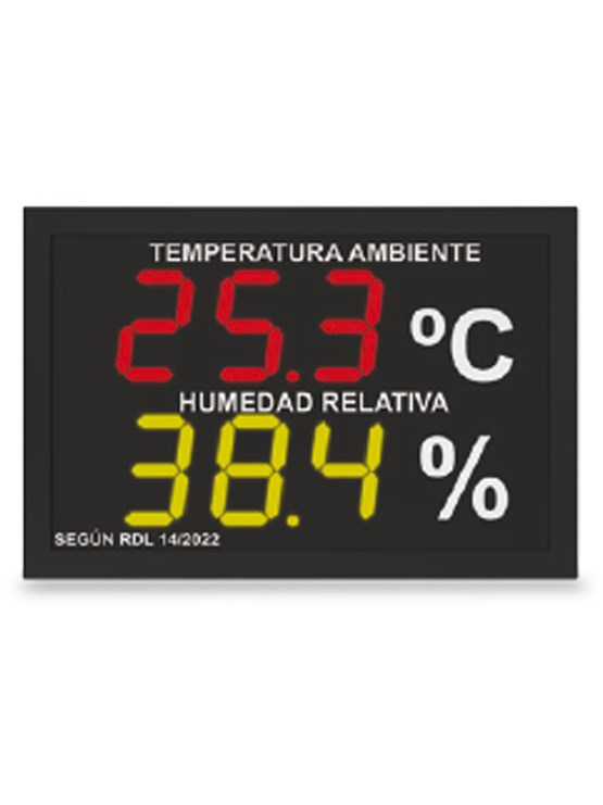 Pantallas temperatura y humedad con dígitos 95 mm según RD 14/2022