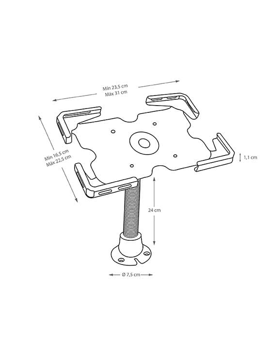 Soporte Ajustable para Tablet medidas