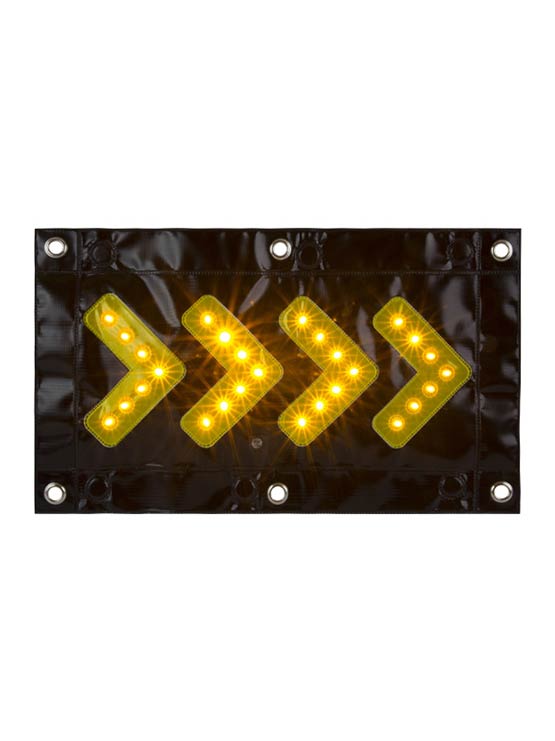 Lona magnética negra y amarilla con flechas led direccionales