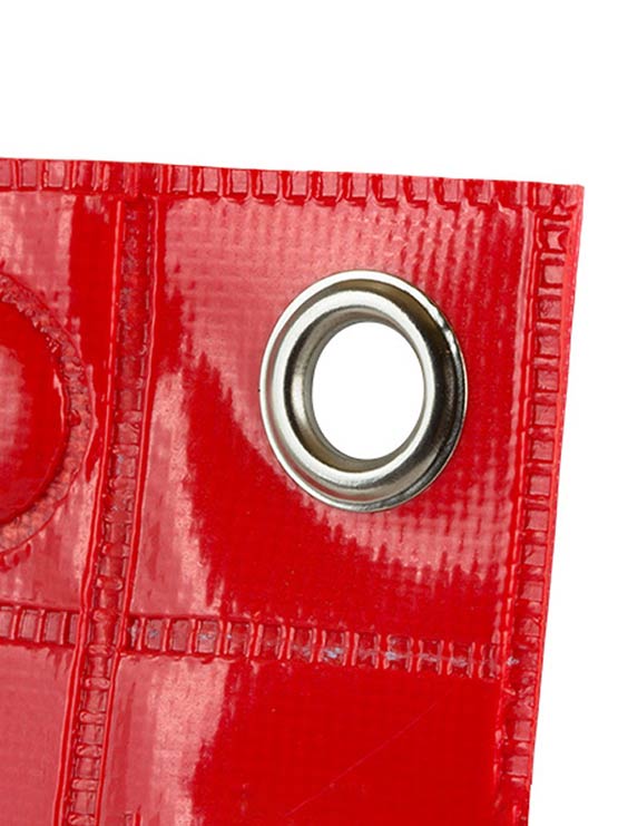 Lona magnética roja y blanca con flechas led direccionales con ojal